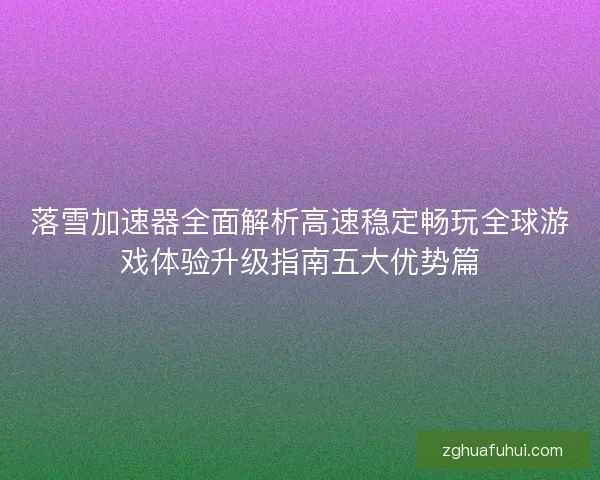 落雪加速器全面解析高速稳定畅玩全球游戏体验升级指南五大优势篇